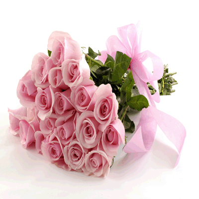Bunch of 40 pink roses elegantly wrapped in A cellophine