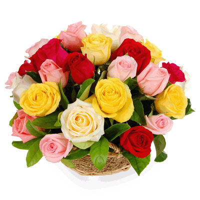 send 50 mixed Roses basket to mysore