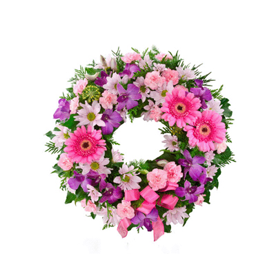 send Baby pink wreath to mysore