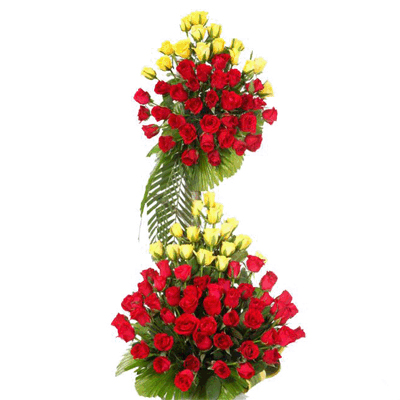 mixed colors carnations basket