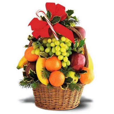 send Fresh Fruits in a cane basket to mysore